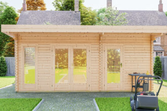 Gartenhaus 3Raum mit Flachdach 40 mm NWH Koblenz 40214 Gartenzauber GmbH