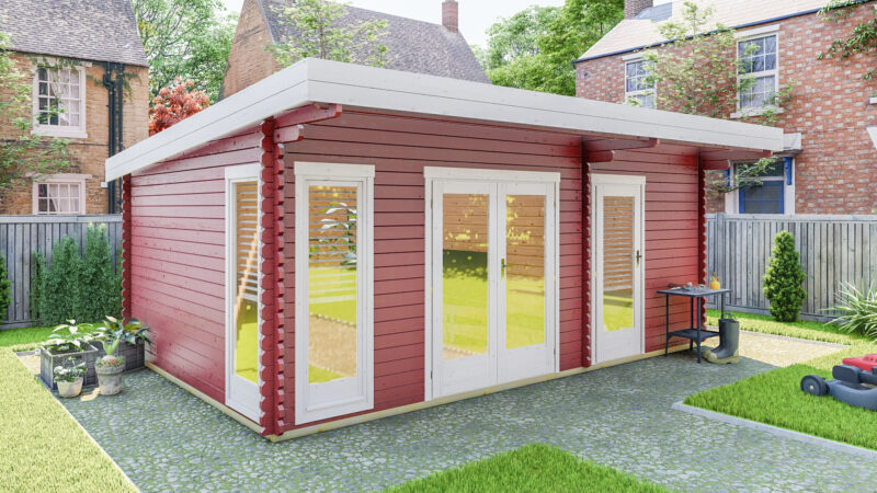 Gartenhaus 3Raum mit Flachdach 40 mm NWH Koblenz 40214 Gartenzauber GmbH