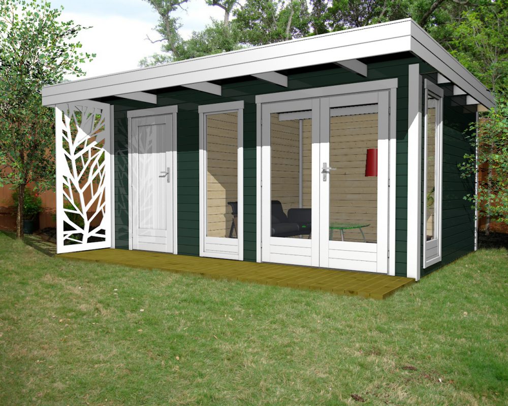 Gartenhaus Flachdach mit Anbau 28 mm NWH Kiel 28226 Gartenzauber GmbH