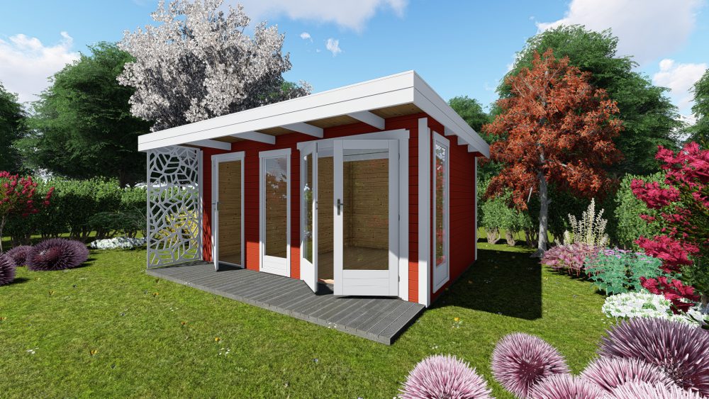 Gartenhaus Flachdach mit Anbau 28 mm NWH Kiel 28226 Gartenzauber GmbH